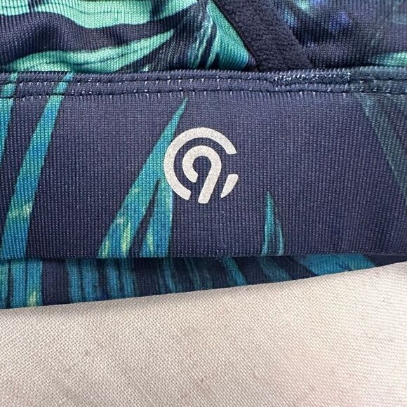 Champion C9 Palm Print Scoop Neck Strappy Back Sports Bra Blue Small - Picture 4 of 4